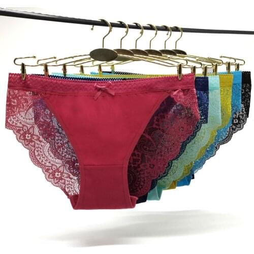 6 Pcs/Lot Panties for Woman Underwear Ladies Sexy Lace Briefs Lingerie See Through Pantys Underpants Fashion Patchwork Intimates
