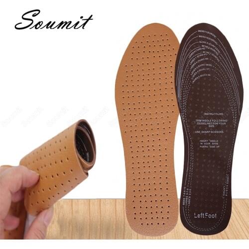 Ultra Thin Breathable Deodorant Leather Insoles for Unisex Shoes Sole Replacement Pads Absorb Sweat Foot Care Inserts Cushions