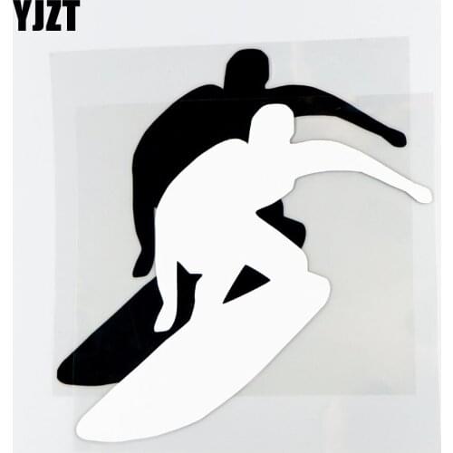 YJZT 18.4×17.1CM Car Sticker Sea Surf Vinyl Decal Creative Body Shape Black/Silver 20A-0025