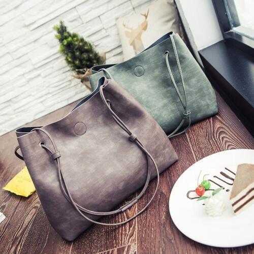 Womens Vintage Leather Handbag High Quality Simple Gradient Woman Shoulder Bag Practical Casual Style Composite Bag