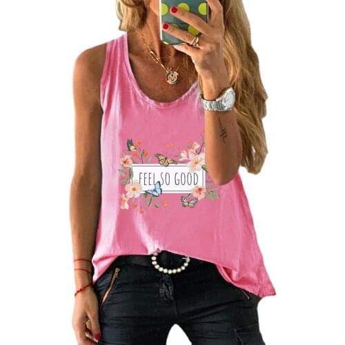 Women Vest Summer 100% Cotton Steeveless Oversized Flower Letter Print Female Fashion Vintage Camisole Graphic Harajuku Tank Top
