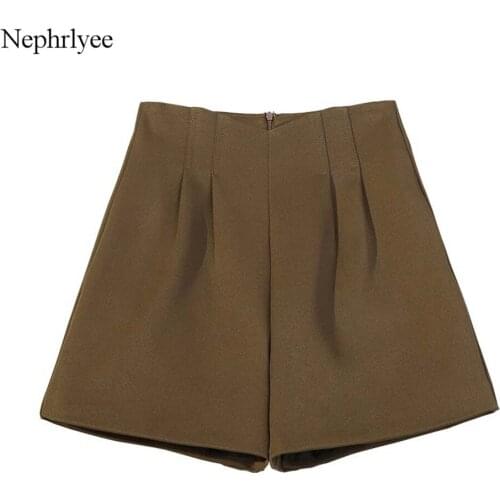 Women Shorts Summer Autumn Casual High Waist A-line Shorts 2021 Loose Wide Leg Shorts Chic Lady Black Coffee Suit Shorts