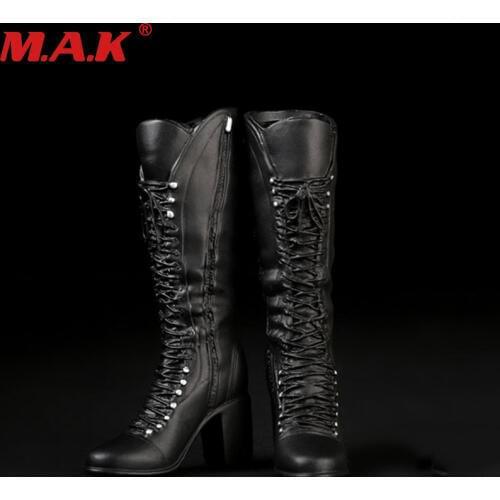 1/6 middle boots shoes model toy with feet inside fit for 12 inches woman young lady girl female action figure accessories