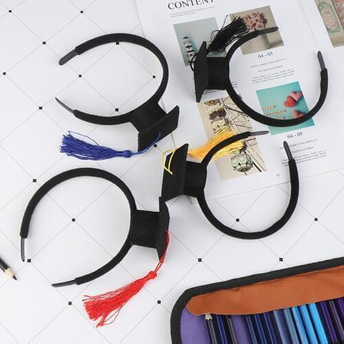 1PC 4 Colors Piece Graduation Decoration Party Photo Props Mini Doctoral Cap Hair Band Party Graduation Headdress Head