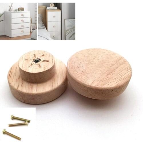 1pcs Wood Round Pull Knobs Natural Wooden Cabinet Drawer Wardrobe Knobs For Cabinet Drawer Handle Furniture Hardware