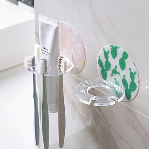 1Pcs Toothbrush Organizer Razor Shaver Storage Rack Self-adhesive Toothpaste Storage Holder Kitchen Bathroom Accessories