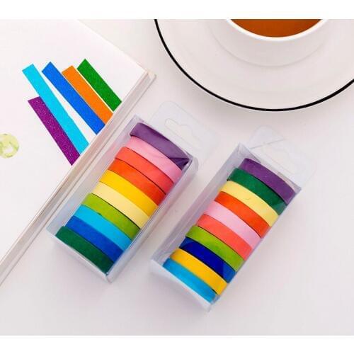 10PCS/Lot Candy Color Paper Tapes Handmade DIY Decorative Washi Tape Colored Rainbow Tapes diary DIY scrapbooking Stationery