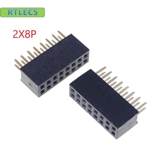 1000pcs 2x8 P 16 pin 1.27mm Pitch Pin Header Female dual row straight through hole DIP Rohs Lead free