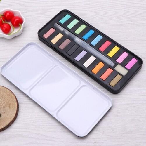 12/18/24 Solid Watercolor Paint Set Portable Drawing Brush Art Painting Supplies H3CF