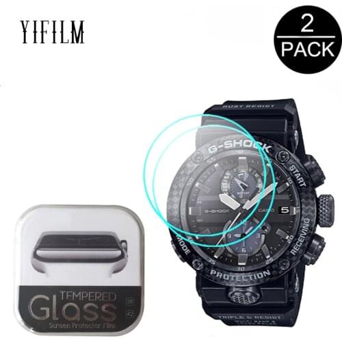 2Pack Anti-Scratch Clear HD Glass For Casio GWR-B1000-1APR Watch 0.3mm 2.5D Tempered Glass Screen Protector For Casio G-SHOCK