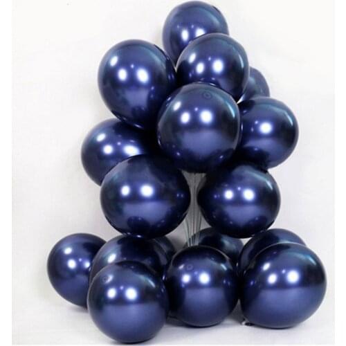 20pcs 12inch Metallic Luminous Blue Balloons Navy Blue Latex Balloon Birthday Wedding Party Decor Valentines Day Air Ballon