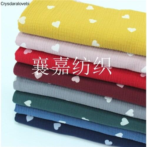 200*135cm Fabric Drape Cotton and Linen Double Gauze Crepe Baby Clothes Fabric Ladies Skirt Sleepwear Fabrics Heart Printed