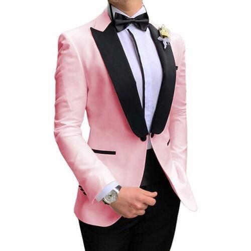 2020 Custom Made Groomsmen Groom Tuxedos Shawl Black Lapel Men Suits 2 Pieces Wedding Best Man Bridegroom ( Jacket+Pants+Tie)