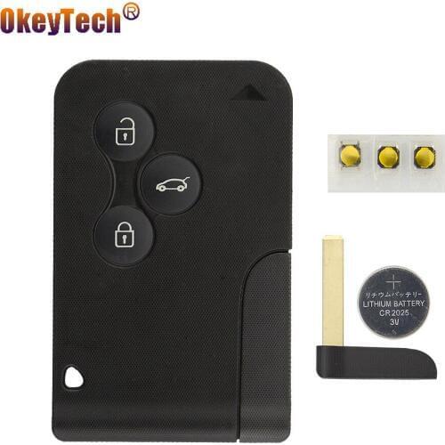 OkeyTech 3 Buttons Car Key Fob Shell Smart Card For Renault Megane 2 3 Koleos Scenic Insert Key with 3 Switches Car Accessories