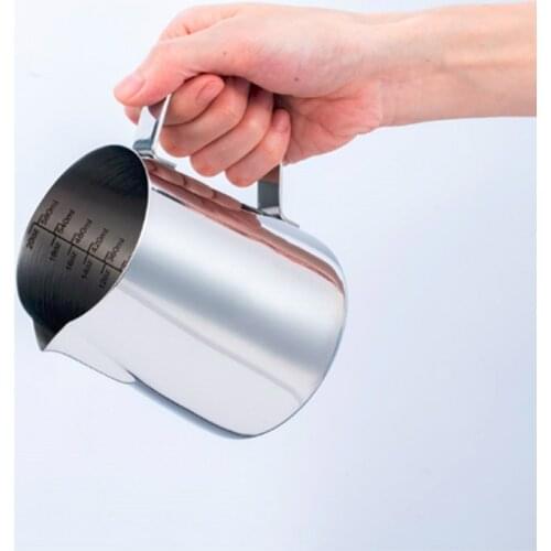 350/600/900ml 304 stainless steel inner scale pull cup milk cup fancy coffee pot mug tip pull flower cylinder