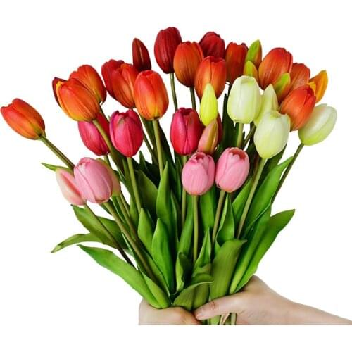 5Pcs Garden Artificial Tulips Real Touch Flowers Bouquet For Home Wedding Birthday Party Decor Fake Flower DIY Christmas Wreath