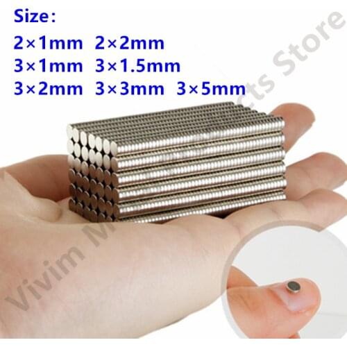 50 100 200PCS/Lot 2X1mm,2x2mm,3x1mm,3x1.5mm,3x2mm,3x3mm Magnet Hot Small Round Magnet Strong magnets Rare Earth Neodymium Magnet