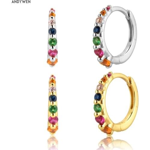 ANDYWEN 925 Sterling Silver 8.9mm Huggies 2020 Middle Hoops Loops Circle 2020 Rock Punk Luxury Jewelry For Women European