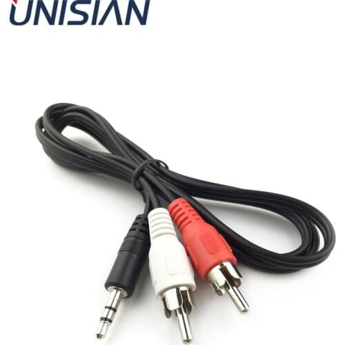 UNISIAN RCA Audio Cable 1M 3.5mm Stereo to 2 RCA Y audio cable 3.5 mm Jack Speaker line for Amplifier PC MP3 DVD