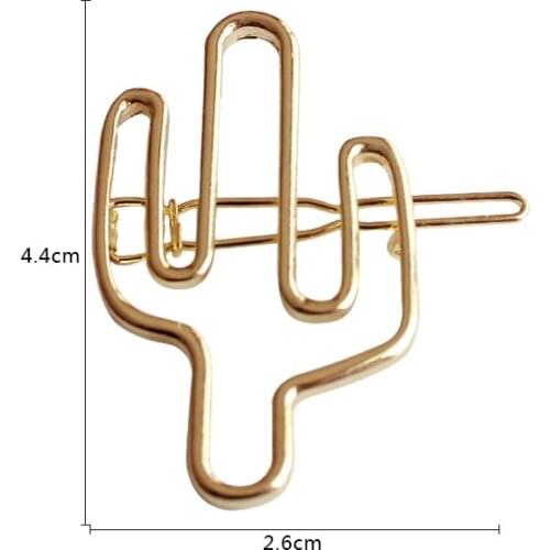 Free shipping 10pcs/lot fashion accessories gold tone metal hollow out cactus barrettes hairclip hair pin clip Clamp Ornaments