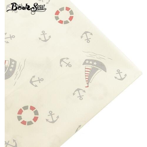 Booksew Printed Sea Anchor Design 100% Cotton Fabric Meter Tissu Telas Cloth Home Textile DIY Bedsheet Quilts Patchwork Cushion