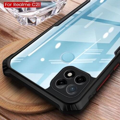 Realmi C 21 Case Transparent Acrylic TPU Bumper Armor Shockproof Protect Coque for Realmy Relme Realme C21 C 21 RealmeC21 Fundas