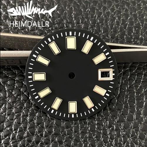 29mm Black Sterile Mechanical Watch Dial Japan C3 Super Luminous Marks Date Window Fit NH35A Automatic Movement