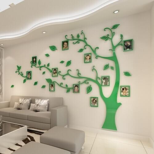 Diy 3d Tree Wall Stickers Family Photo Frame Wall Decal Mural Office Event Wall Decor Living Room Acrylic Crystal Stickers W