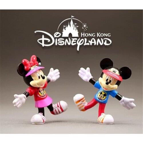 2Pcs Disney Mickey Mouse Minnie Exercise Posture 7.5cm Anime Doll PVC Action Figures Toys For Kids Toys