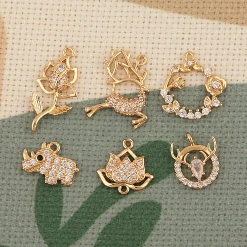 HAOSAW 4Pcs Jewelry Accessories/DIY Making/Hand Made/CZ Pendants/Choose/Multi Animal Shape/Jewelry Findings & Components