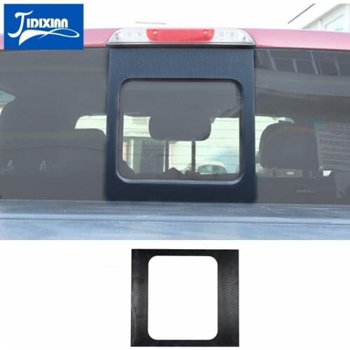 JIDIXIAN Car Rear Center Window Middle Decoration Cover Trim Stickers for Ford F150 Raptor 2015-2021 Carbon Fiber Accessories