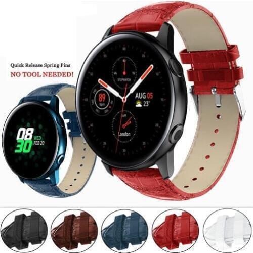Crocodile-print leather watch strap For Samsung Gear sport 20mm for Samsung Galaxy Watch Active Strap Replacement Bracelet