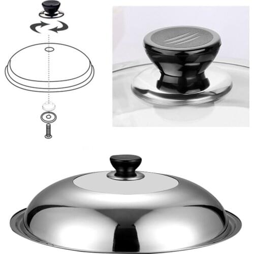 Steamer Tempered Glass Cover Stainless Steel Round Button Frying Pan Visible Cooking Pot Cover Griddle Kitchen Accessories Tools