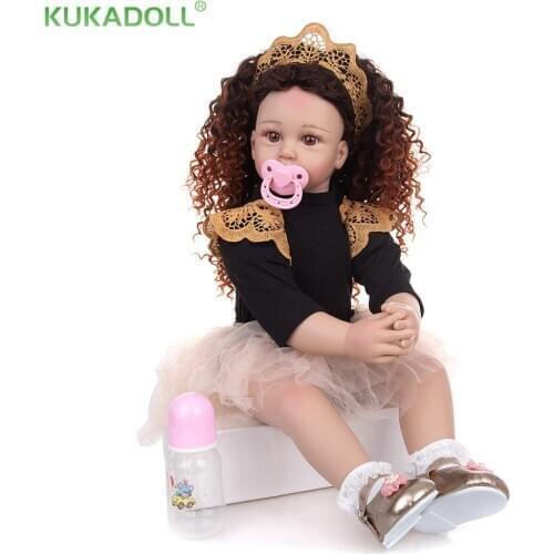 KUKADOLL 60CM Reborn Baby Doll Soft Touch Baby Toddler l Cloth Body Reborn Newborn Doll Baby Toddler For 2020 Birthday Gift