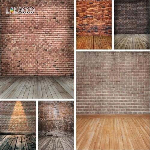 Laeacco Brick Wall Wooden Floor Photophone Photocall Grunge Portrait Photography Backgrounds Photo Backdrops For Photo Studio