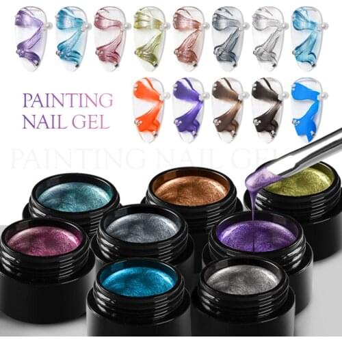 MEET ACROSS 15 Colors Metal Drawing Gel Manicure For Creative Graffiti Painted Glue Super Stretch Spider Gel