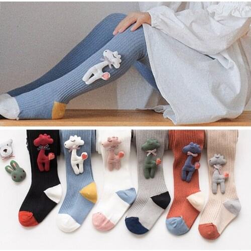 Cute Newborn Kid Baby Girls Stockings Warm Knit Toddler Kids Cotton Winter Cartoon Child Tights Baby Pantyhose