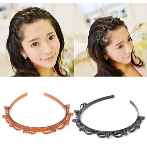 Fashion Double Layer Hari Band Twist Plait Clip Front Hair Clips Hairpin Headband Beauty Tool Hair Accessories