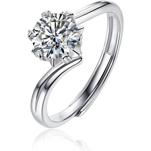 Moissanite Ring 925 Silver 1ct 2ct 3ct 50points Diamond Adjustable Opening Rings For Women Wedding Party Platinum Plated Jewelry