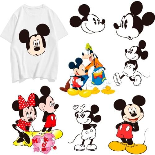 Disney Cartoons Mickey Minnie Anime Patch ironing Hot transfer patch T-shirt girls clothing DIY hot stickers Clothes hot sticker