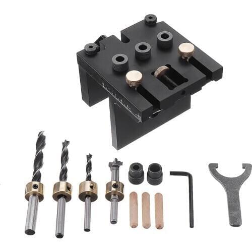 Aluminum Alloy 3 In 1 Dowelling Jig 6/8/10/15mm Wood Drilling Guide Locator Adjustable Dowel Jig Kit For DIY Woodworking Tool