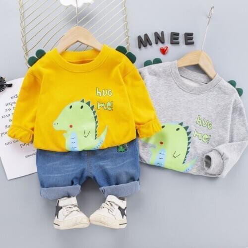 Baby Boys Autumn Cotton Children Clothes Cartoon Cute Dinosaur T-Shirt Pants Jeans 2Pcs/Sets Infant Kids Fashion Toddler Casual