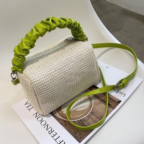 Pleated Weave bag Small Tote bag 2021 Summer New High-quality Straw Womens Designer Handbag Travel Shoulder Messenger Bag