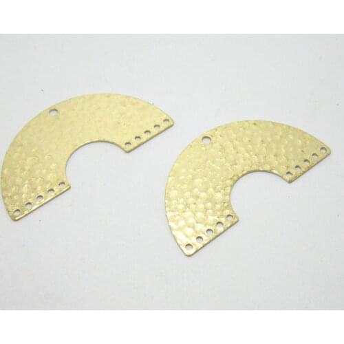 Earring charm brass finding 41x21x0.7mm Hammered c chape brass connect -6pcs R1401
