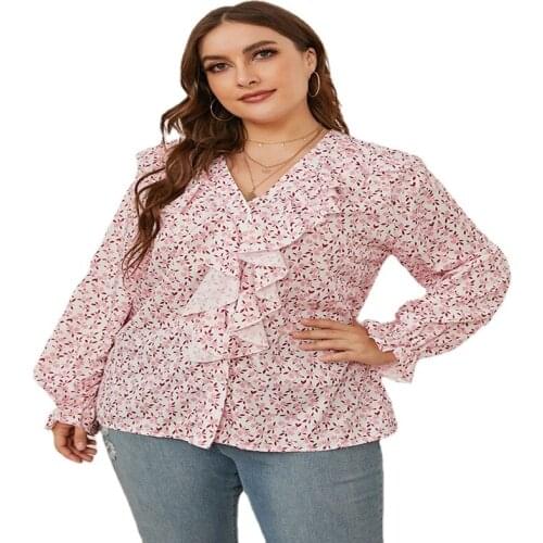 Casual Printed Loose Long-sleeved Shirt All Neon Store Clothes V-neck Floral Elegant Tops All Neon Store Clothes Dropshipping