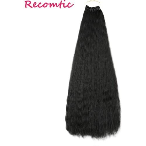 Recomtic 20inch Kinky Straight Natural Blond Red Synthetic Hair Extensions Temperature Wire Wave Crochet Braids For Black Women