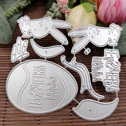 Happy Easter Eggs Bunny Metal Cutting Dies Stencil Scrapbooking DIY Album Stamp H58C