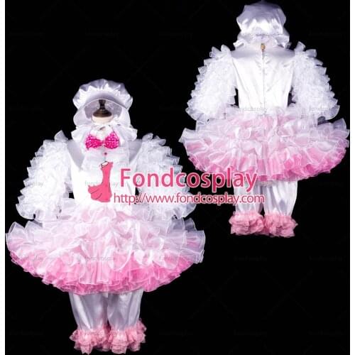 Lockable adult sissy baby satin-organza dress pants cap Tailor-made[G2402]