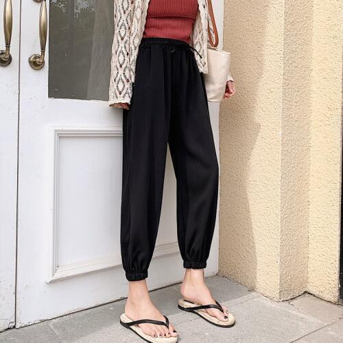 Harem Women Summer Black Loose High Waist Pants Casual Fashion 2020 Solid Spodnie Damskie K172 Pph559