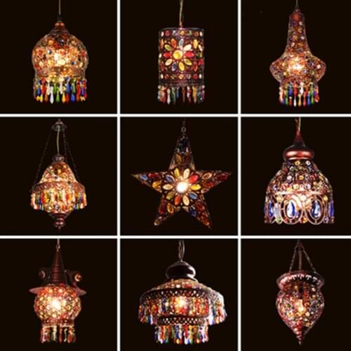 Mediterranean Style Decoration Handmade Turkish Pendant Light Glass Shades Mosaic Pendant Lamp For Bar Coffee Shop